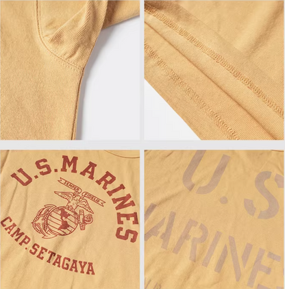 ２色展開◆色味、プリントの雰囲気もGOOD◆ヴィンテージ復刻 US MARINES プリント Ｔシャツ◆S～2XL
