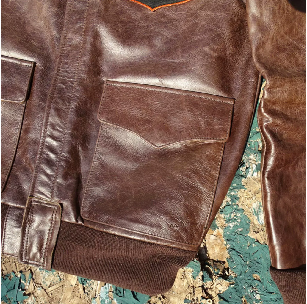 △ヴィンテージ復刻 ワックスコーティング カウレザー A-2ジャケット▽Hell's Angels デザインM～5XL