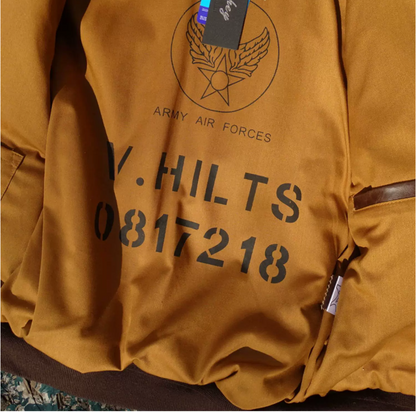 △ヴィンテージ復刻 ワックスコーティング カウレザー A-2ジャケット▽Hell's Angels デザインM～5XL