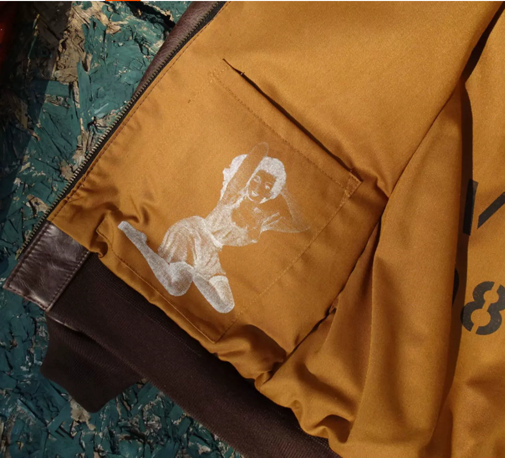 △ヴィンテージ復刻 ワックスコーティング カウレザー A-2ジャケット▽Hell's Angels デザインM～5XL