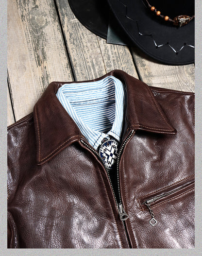 1930's VINTAGE復刻デザイン  植物タンニンなめし イタリア産ゴートレザー シングルライダースジャケット M～4XL