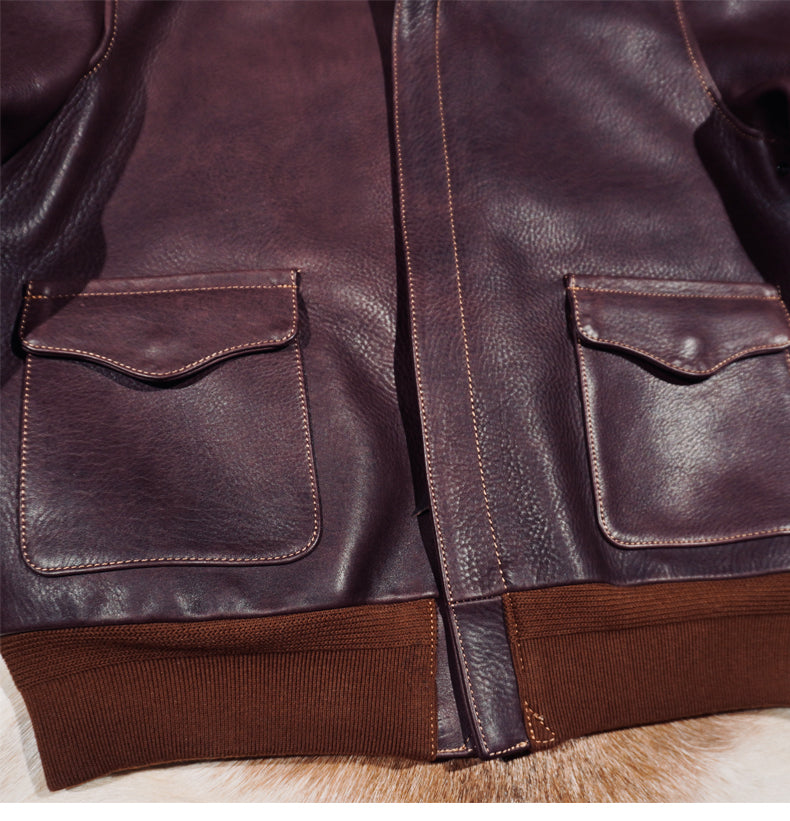 2.0mm厚絶妙な色味▲ヴィンテージ復刻 植物タンニン鞣し カウレザー A-2ジャケット▼
