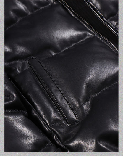 ◇ブラックシープレザー ラグランダウンジャケット◇ S～4XL