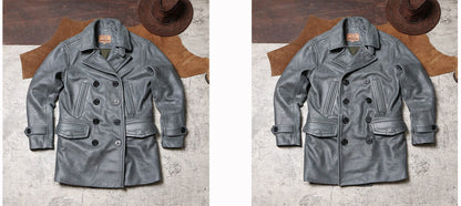 絶妙な色味のブルーグレー◇ヴィンテージ復刻  1.8㎜ USネイビーPコート▼M～4XL