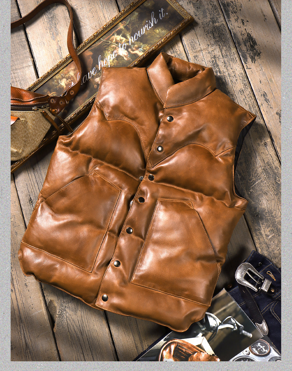 ◇ シープレザーシープレザーダウン ベスト◇S～4XL