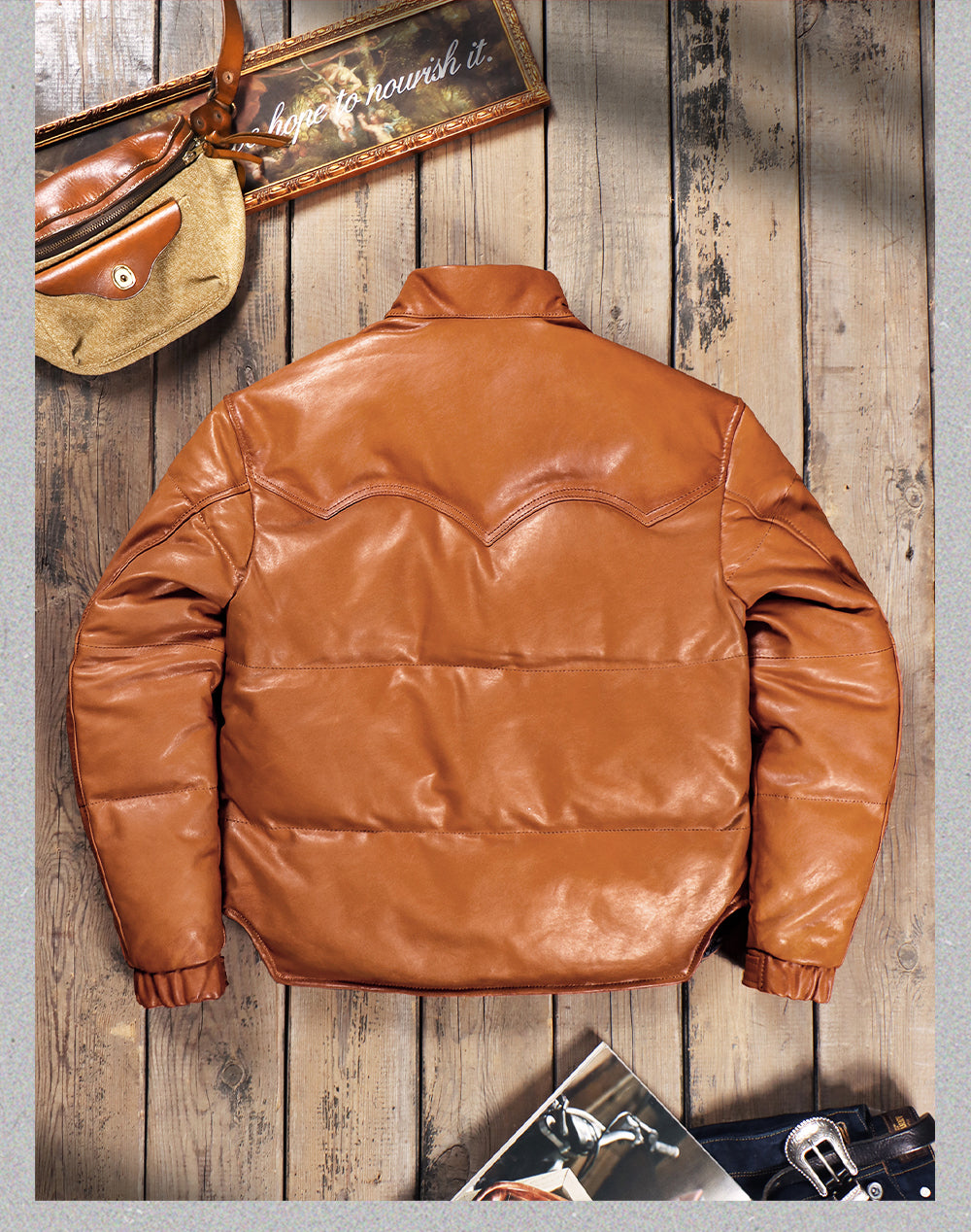 ◇シープレザーダウン ウエスタンステッチ ジャケット◇ S～5XL