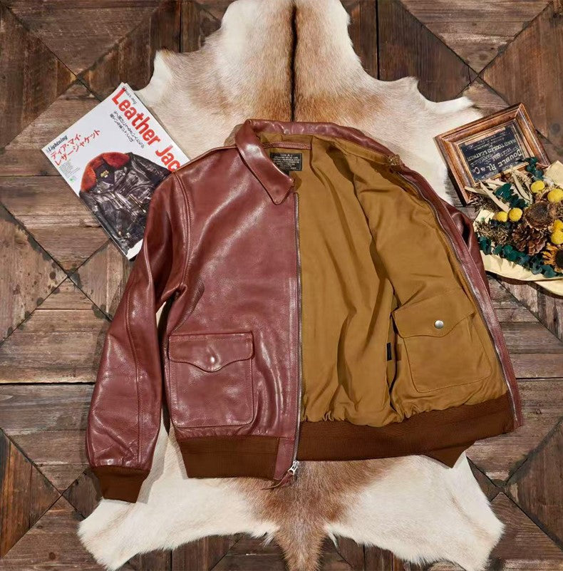☆ヴィンテージ復刻 植物タンニン鞣しカーフレザー A-2ジャケット☆