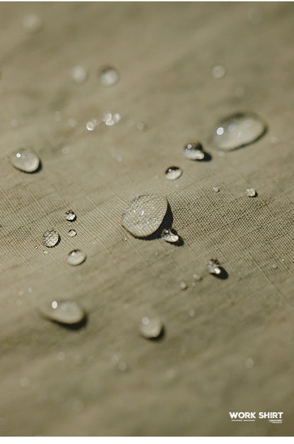 撥水性ありで雨の日にも活躍◆ゆったりシルエット リップストップ生地 半袖ハンティング シャツ◆S～3XL