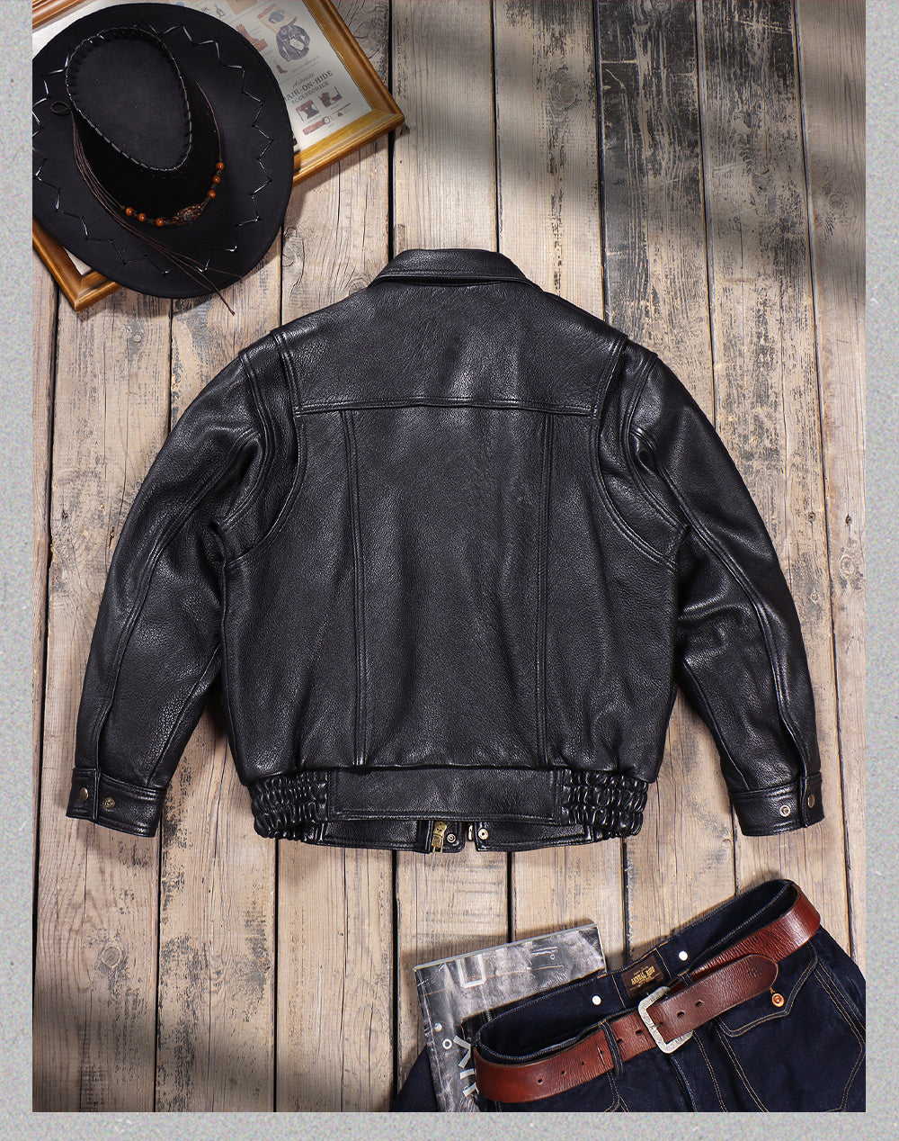 2色展開△水染ゴートレザー  ブルゾン▽ S～5XL