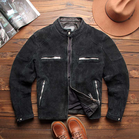 植物タンニン鞣しシープレザー シングルライダースジャケット  Ｍ～4XL