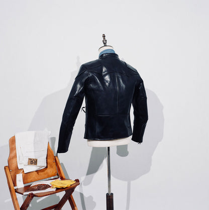 イタリアン ホースハイドレザー シングルライダース ジャケット ブラック