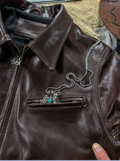 30’s ヴィンテージ復刻 オイルゴートレザージャケット M～4XL