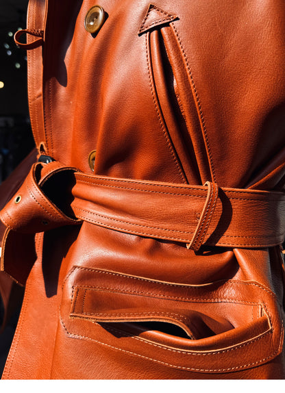 ★ナバホブランケット裏地★アメリカ産植物タンニン鞣しカウレザー×ムートン ランチコート★