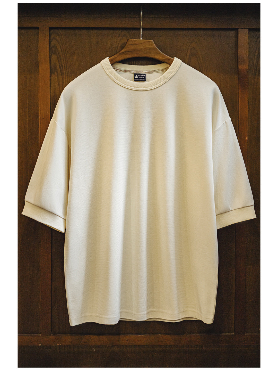 ◆ドロップショルダー５分丈 バック刺繍Ｔシャツ◆S～2XL