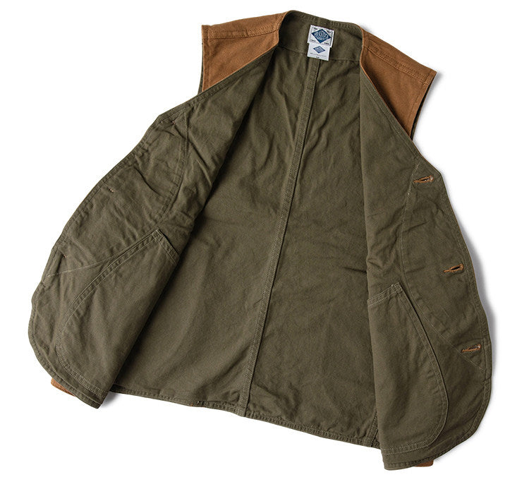 2色展開★ヴィンテージ復刻 13OZ コットン ハンティングベスト★S～2XL