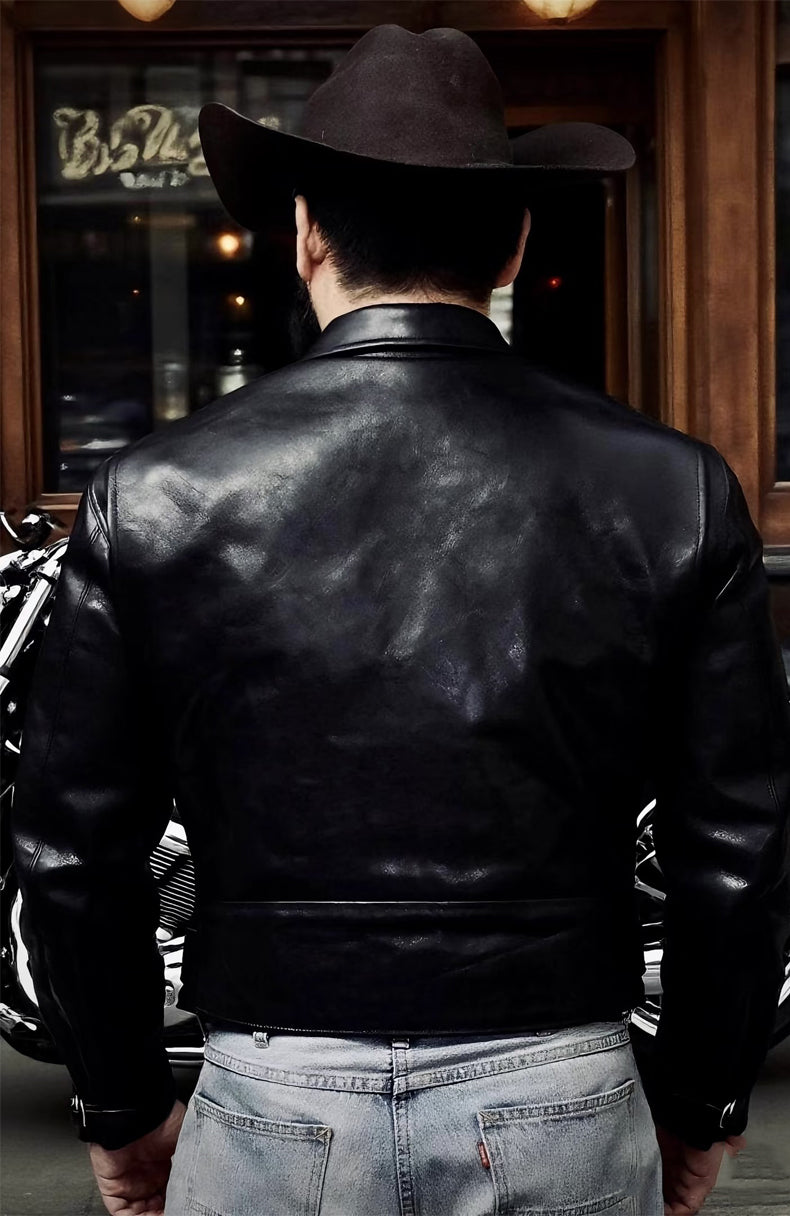 ◇ヴィンテージ復刻デザインJ-24型◇植物タンニン鞣しホースハイド  ダブルライダースジャケット◇S～4XL