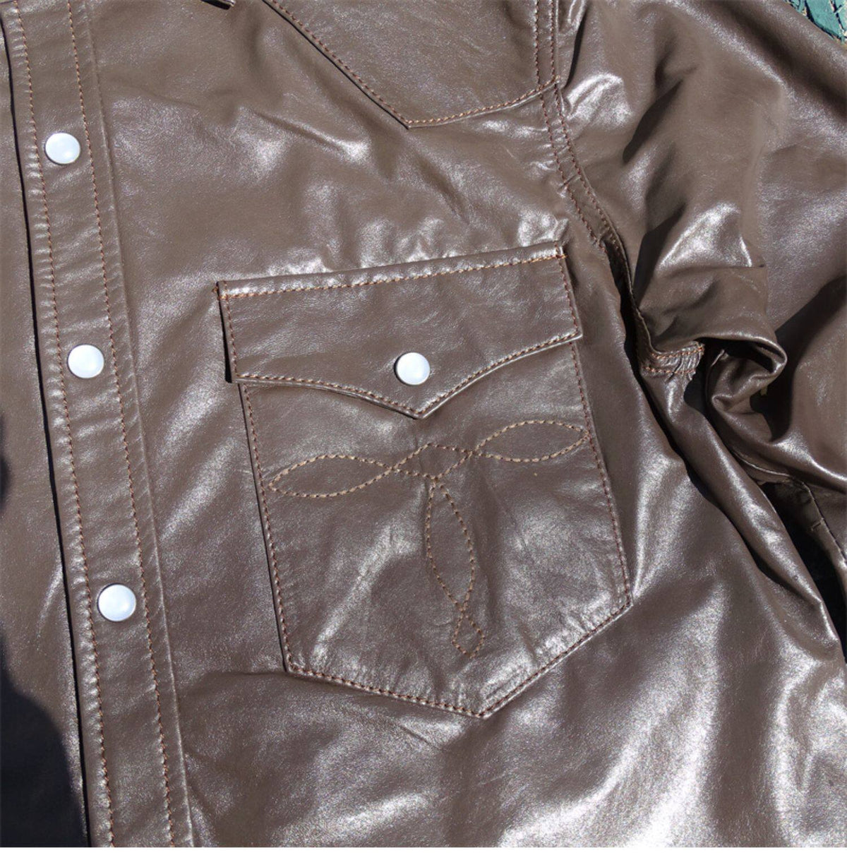 昨シーズン物売り切りSALEプライス★薄手0.4mm厚★シープレザー ウエスタンシャツ★S～5XL