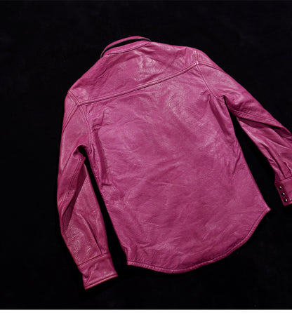 圧倒的スペシャルピース★ウォッシュ加工★ディアスキンレザー ウエスタンシャツ★M～4XL