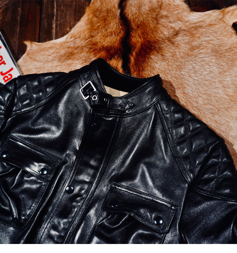 ✩細部のディテールまで完璧な拘り 植物タンニン鞣しホースハイドレザーモーターサイクルジャケット✩S～4XL