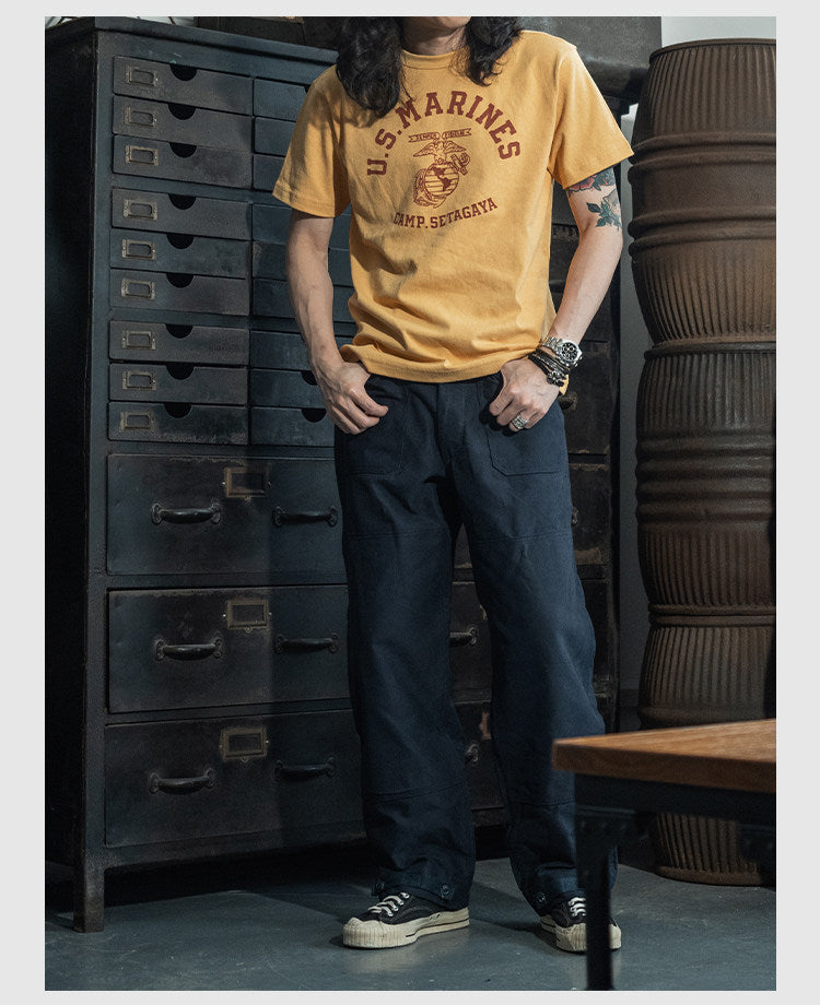 ２色展開◆色味、プリントの雰囲気もGOOD◆ヴィンテージ復刻 US MARINES プリント Ｔシャツ◆S～2XL