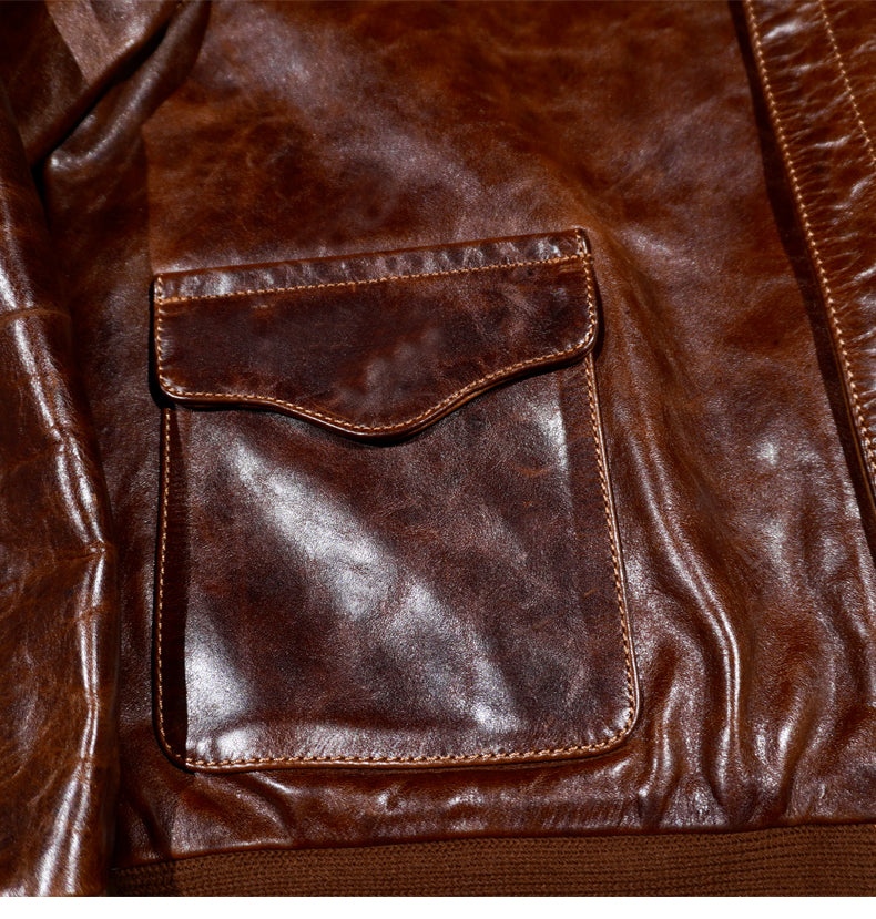▲ヴィンテージ復刻 植物タンニン鞣しカーフレザー A-2ジャケット▼