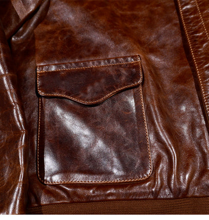 ▲ヴィンテージ復刻 植物タンニン鞣しカーフレザー A-2ジャケット▼