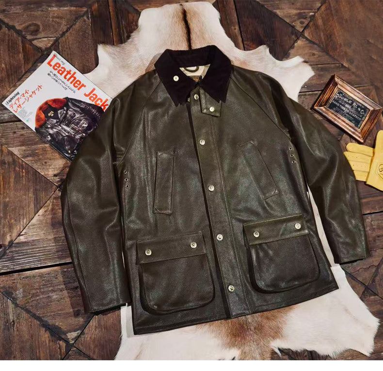 ３色展開▲細部のディテールまで完璧な拘り▲カウレザー ジャケット▼M～4XL
