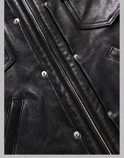 ☆植物タンニン鞣し シープレザー ライダース ベスト☆S～4XL