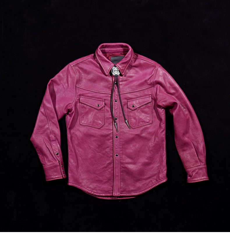 圧倒的スペシャルピース★ウォッシュ加工★ディアスキンレザー ウエスタンシャツ★M～4XL