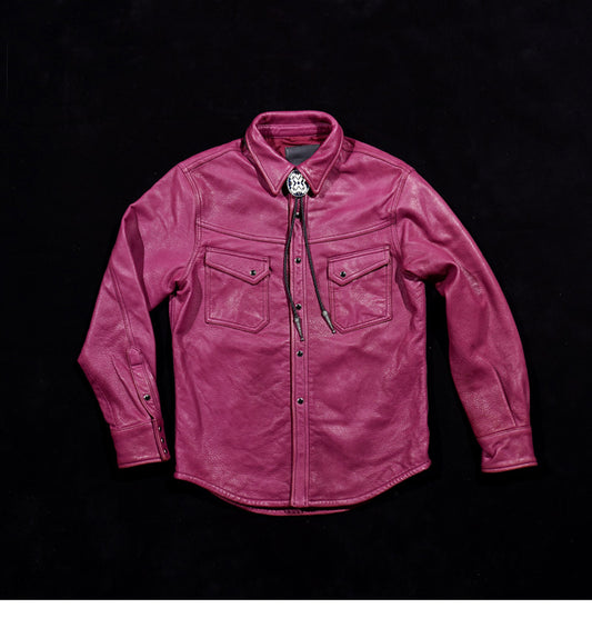 圧倒的スペシャルピース★ウォッシュ加工★ディアスキンレザー ウエスタンシャツ★M～4XL