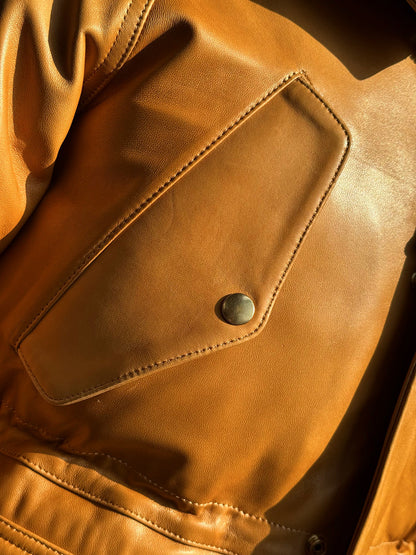 ◇イタリア産シープレザー使用 水染めレザーダウンジャケット◇ M～XL