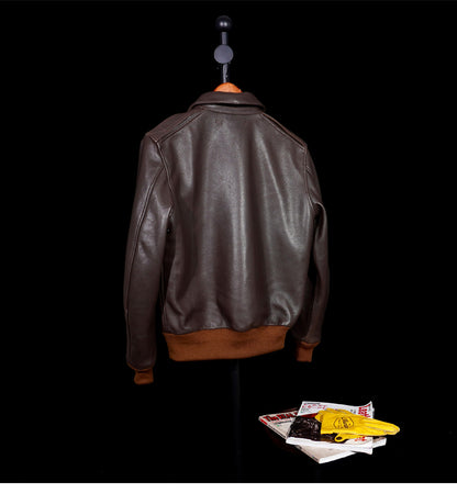 ▲ヴィンテージ復刻 茶芯シープレザー A-2ジャケット▼