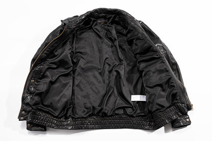 ★絶妙なヴィンテージ加工★植物タンニン鞣し シープレザー A-2ジャケット★M～2XL