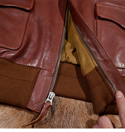 ☆ヴィンテージ復刻 植物タンニン鞣しカーフレザー A-2ジャケット☆