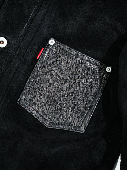 ★1st型 506復刻モデル ゴートレザースウェードレザージャケット★ブラック S～3XL