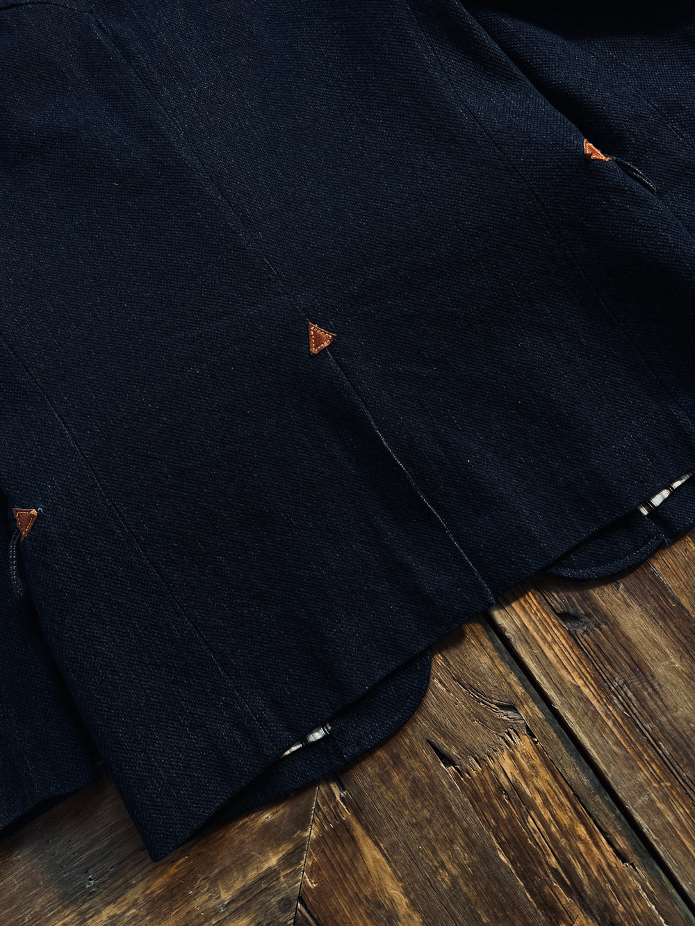 ◇インディゴ染め 刺し子生地コットンテーラードジャケット◇S～4XL