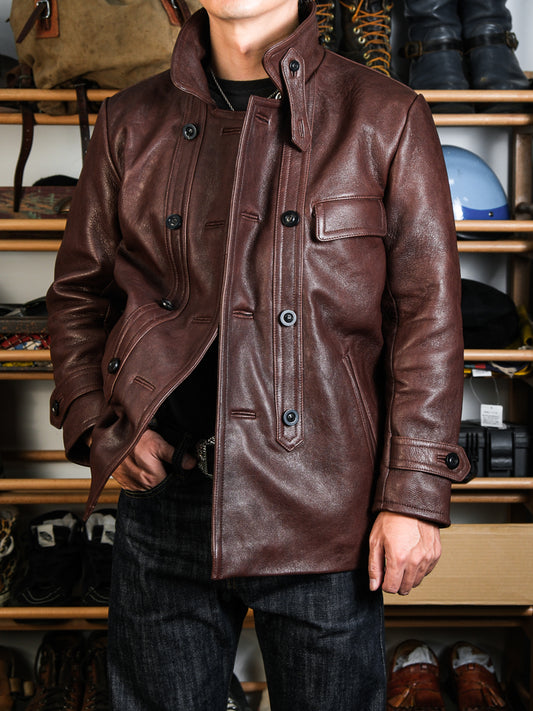 ☆ヴィンテージ復刻デザイン ゴートレザー コルビジェジャケット/ブラウン☆S～3XL