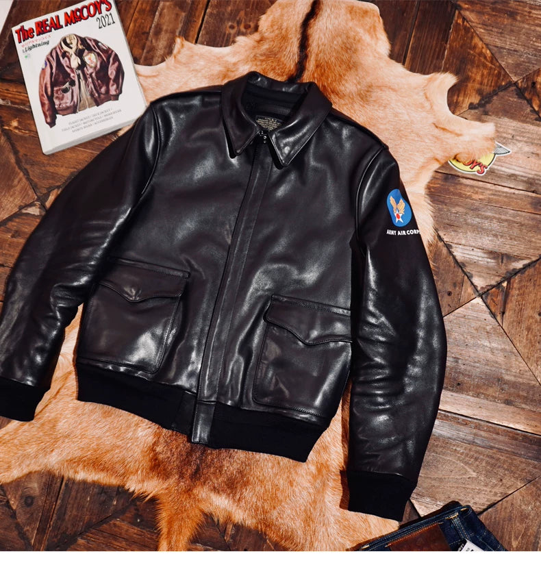 △ヴィンテージ復刻 茶芯 ホースハイドレザー A-2ジャケット▽S～5XL