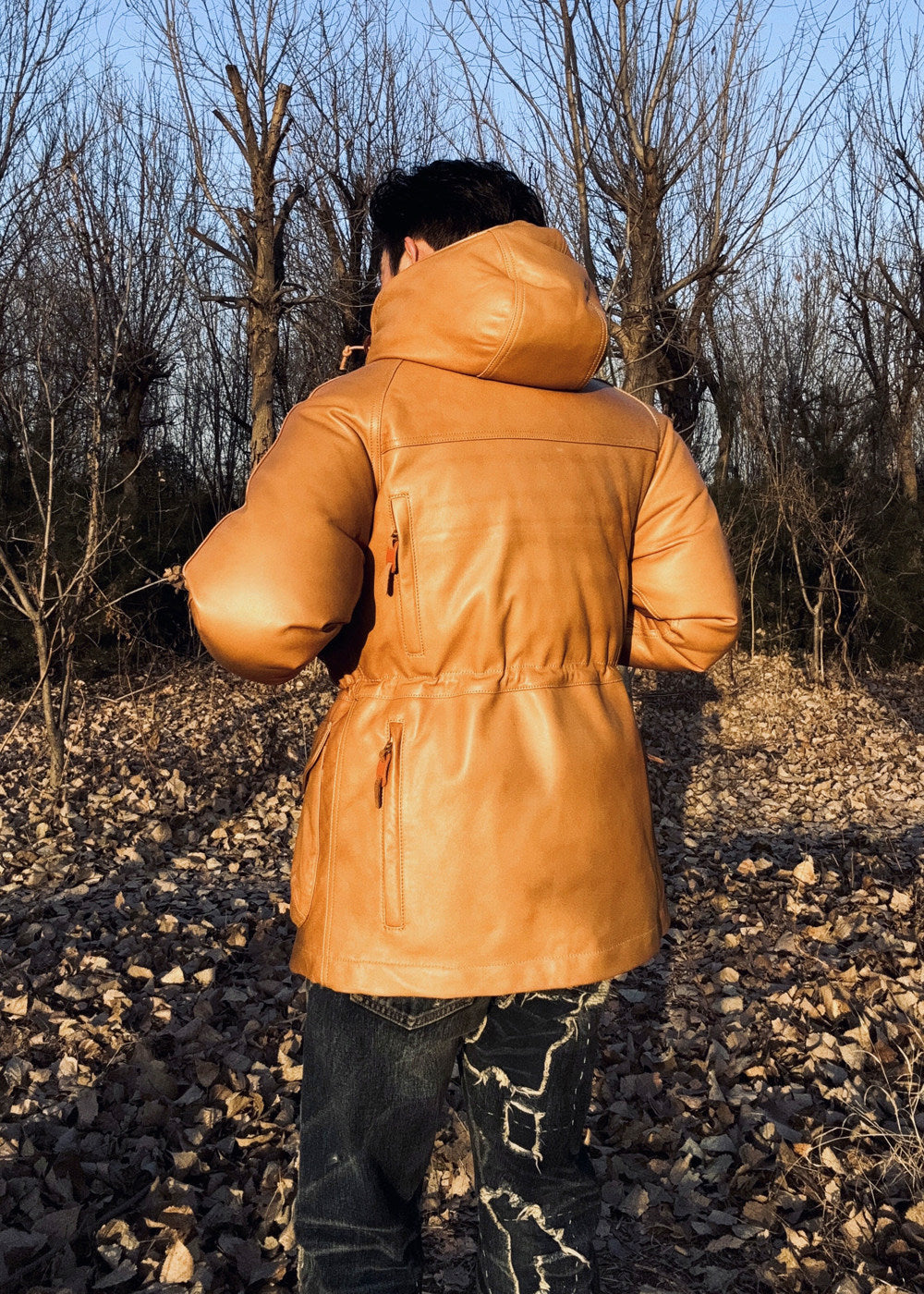 ◇イタリア産シープレザー使用 水染めレザーダウンジャケット◇ M～XL