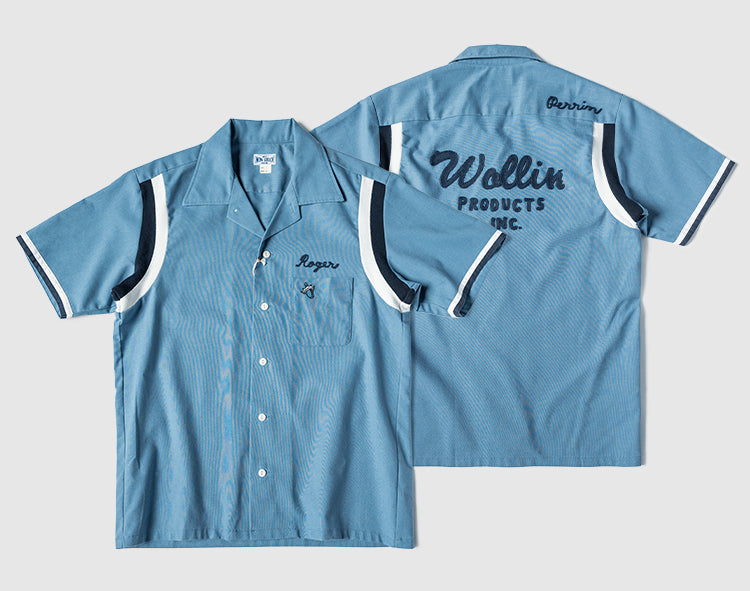 2色展開◇チェーンステッチ 刺繍メンズ ボーリング シャツ◇S