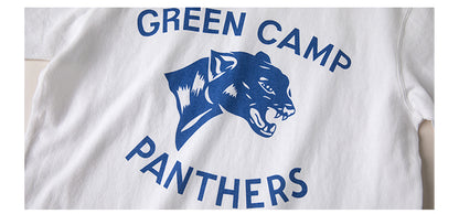 ２色展開◆色味、プリントの雰囲気もGOOD◆ヴィンテージ復刻GREEN CAMP PANTHERSプリント Ｔシャツ◆S～2XL