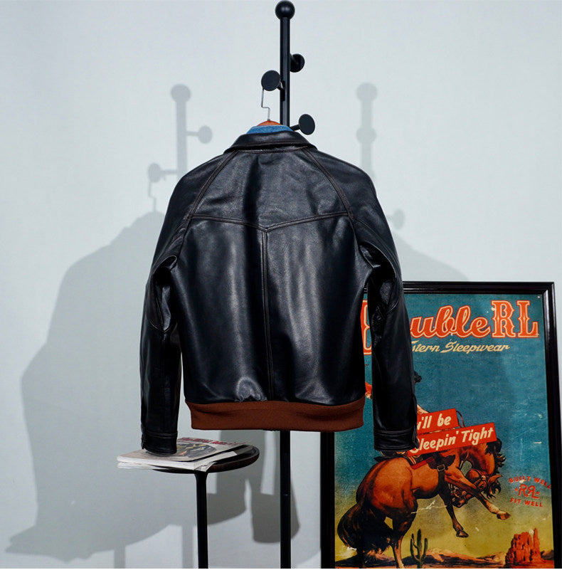 ヴィンテージ復刻スタイル◇茶芯ホースハイドレザー ジャケット◇M～4XL