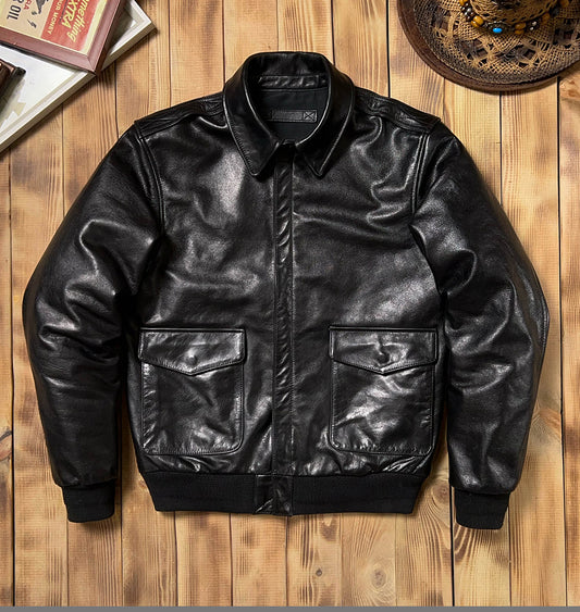 ◇◇ヴィンテージ復刻 オイルフィニッシュカウレザーA-2ジャケット◇◇M~5XL