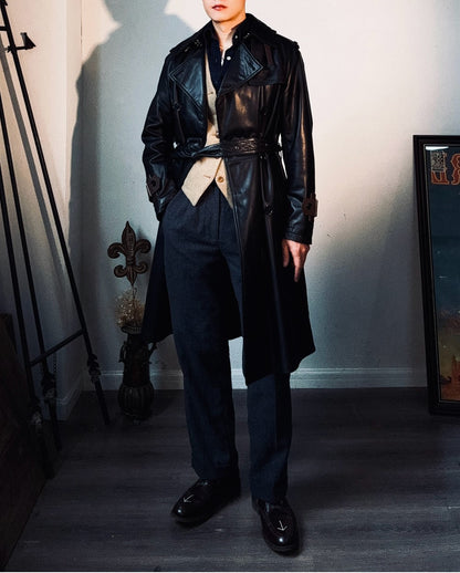 ◇ヴィンテージ復刻 日本産カウレザー モーターサイクルコート◇S～3XL