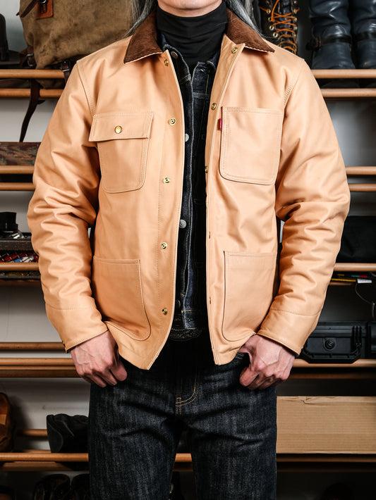 ◇水染めカーフレザー使用◇ミシガン型 レザー カバーオール ジャケット◇S～XL