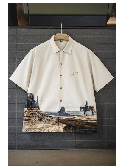 ▲LONELY 騎馬フォトプリントシャツ▼S～2XL