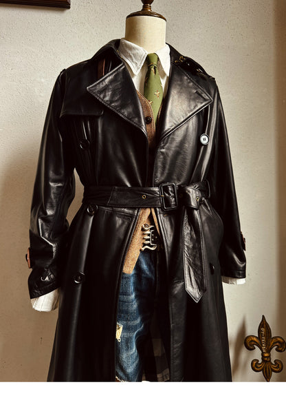 ◇ヴィンテージ復刻 日本産カウレザー モーターサイクルコート◇S～3XL