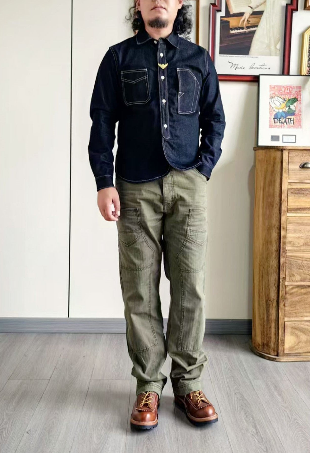 ◇ヴィンテージ復刻デザインHBTコットンヘリンボーン使用 ワークパンツ◇M～3XL