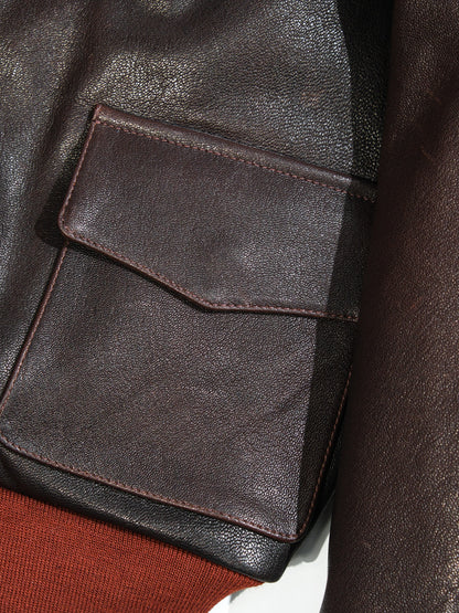 1.3㎜厚△ヴィンテージ復刻 ゴートレザー A-2ジャケット▽S～3XL