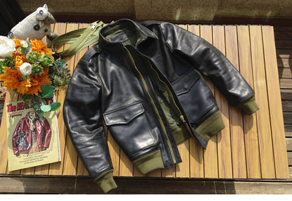 イタリア産植物タンニン鞣しカウレザー使用△ヴィンテージ復刻 A-2ジャケット▽